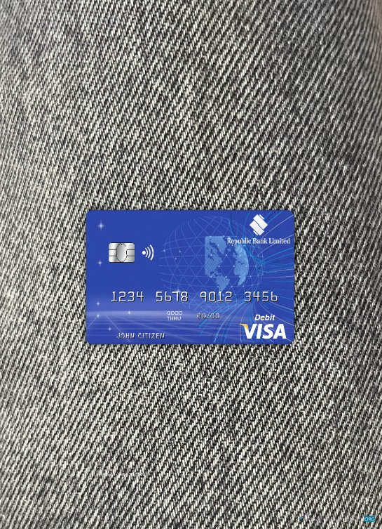 Download Barbados Republic Bank visa card photolook front Photoshop template